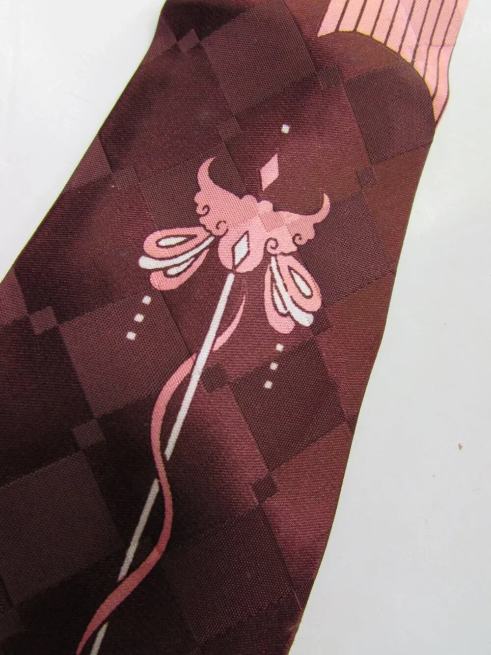 Vintage Men's Neck Tie 1960 Era Chocolate Brown & Pepperberry Unisex Design